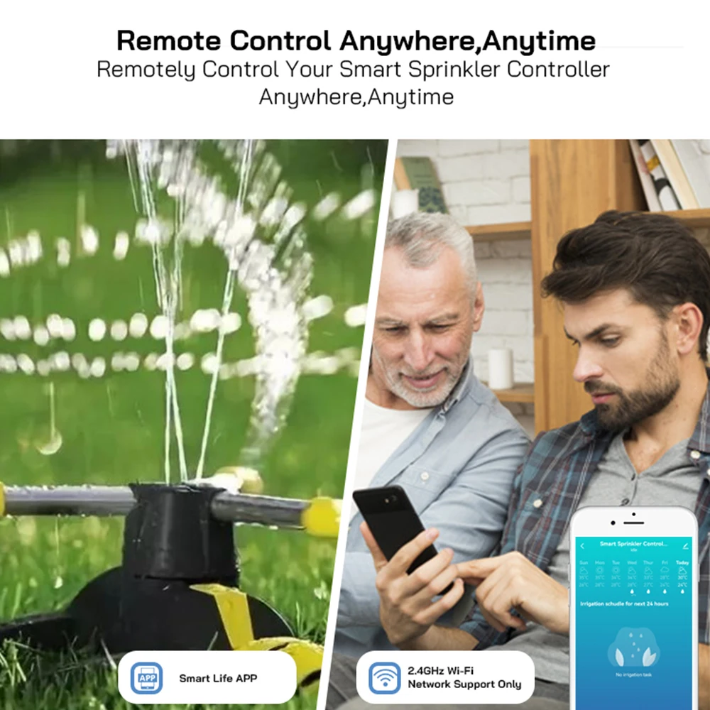 Rehent Tuya Smart Garden WiFi Touch Panel to Control Irrigation Water Timer System Sprinkler Controller