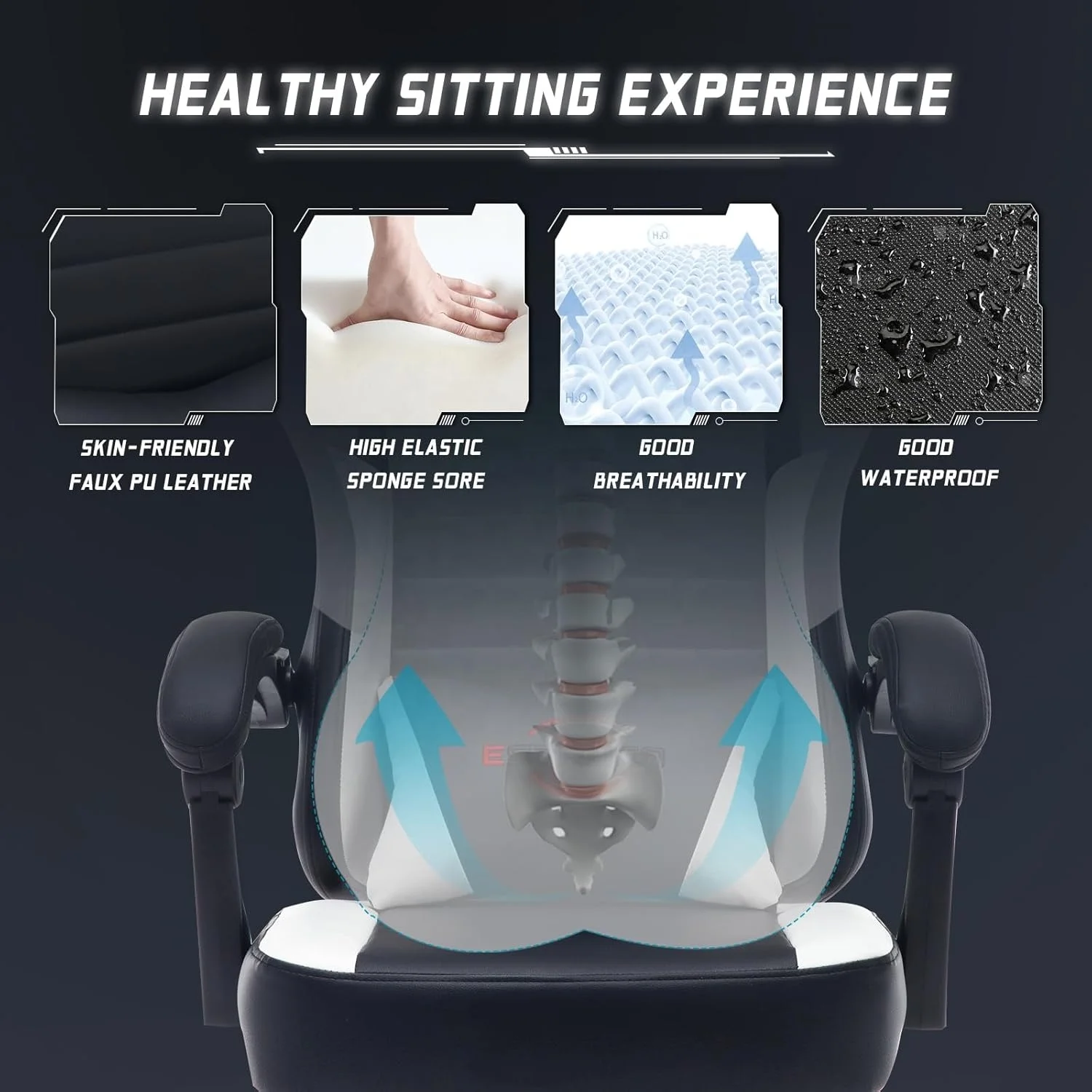 Silla Gamer china wholesale Computer pu leather gaming chair Black and White chair Modern Swivel Lift gaming chair for gamer