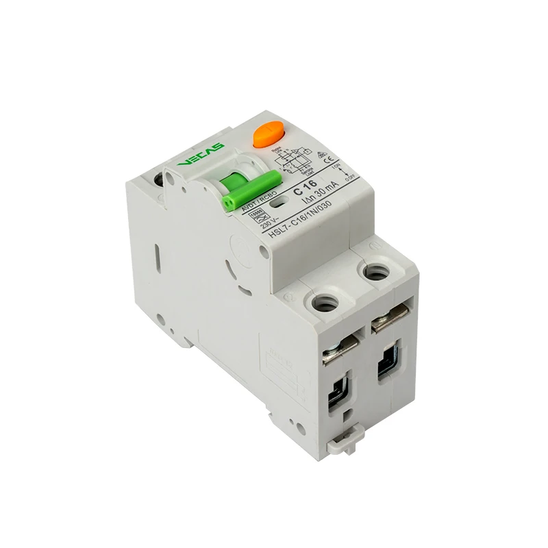 VECAS Rcbo Circuit Breaker HSL7 Series 1P+N 30ma 63A RCCB High Standard Plastic Silver Copper 230/415V IEC60898 CE CB ISO9001