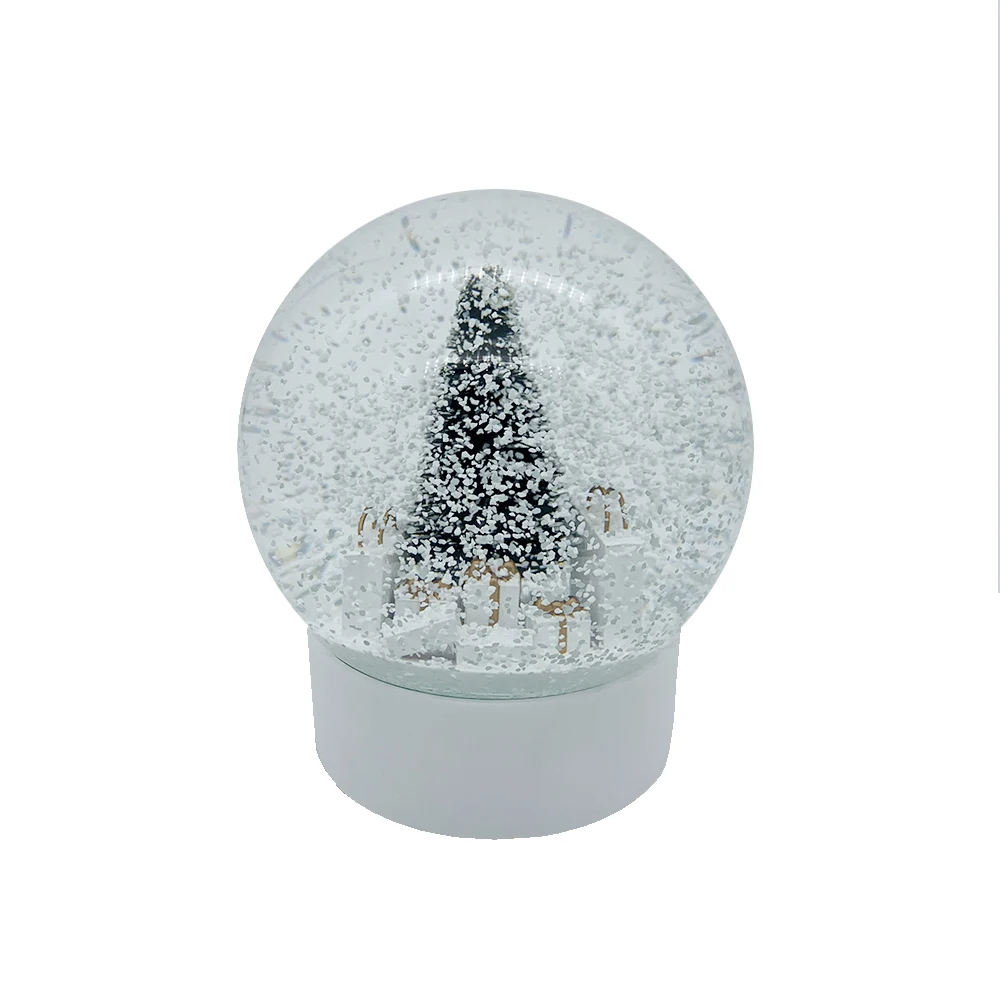 
100MM Pineneedle Christmas Tree Interior Icon Snow Globe With White Snowflake inside For Home Decoration Souvenir Gift 