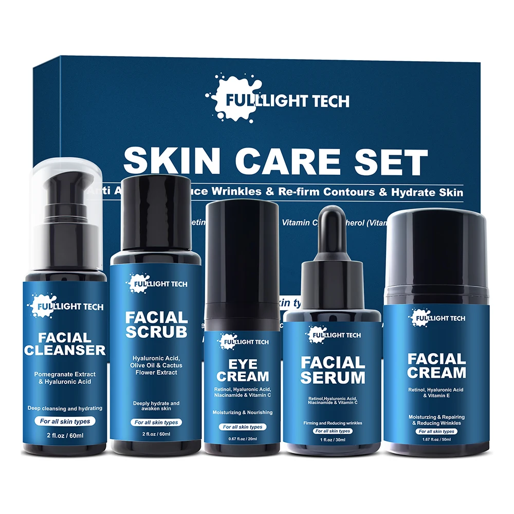 OEM Customize Mens Face Beauty Anti Acne Hyaluronic Acid Whitening Brightening Moisturizing Repair Men Skin Care Set