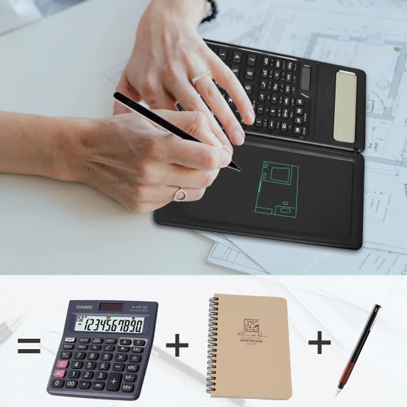 10 Digit Solar Battery Dual Power Multifunction Customizable Logo Calculator with Handwriting Board