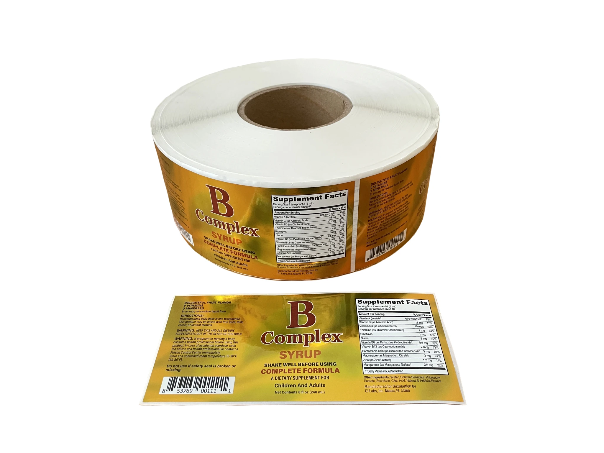 Customized printing dietary supplement facts #50 Silver BOPP waterproof vinyl packaging label stickers