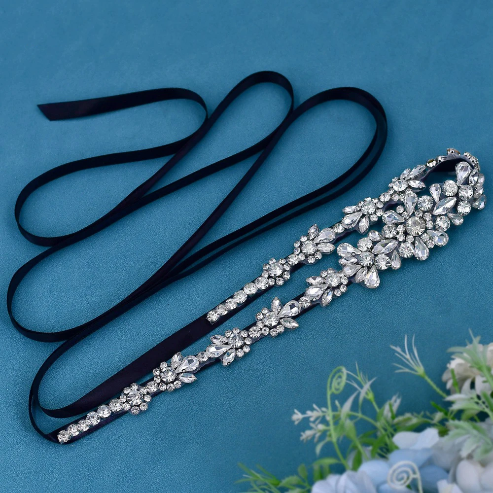 Bridal Dress Crystal Waist Seal Hand Sewn Diamond Accessories Ribbon Rhinestone Wedding Belt