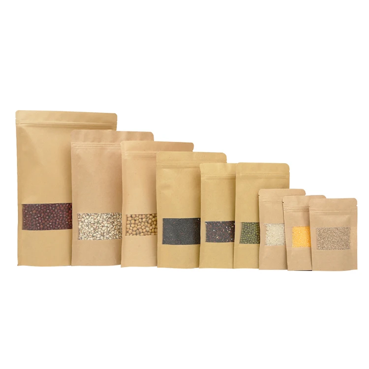 Kraft stand up zipper pouch/stand pouch with window