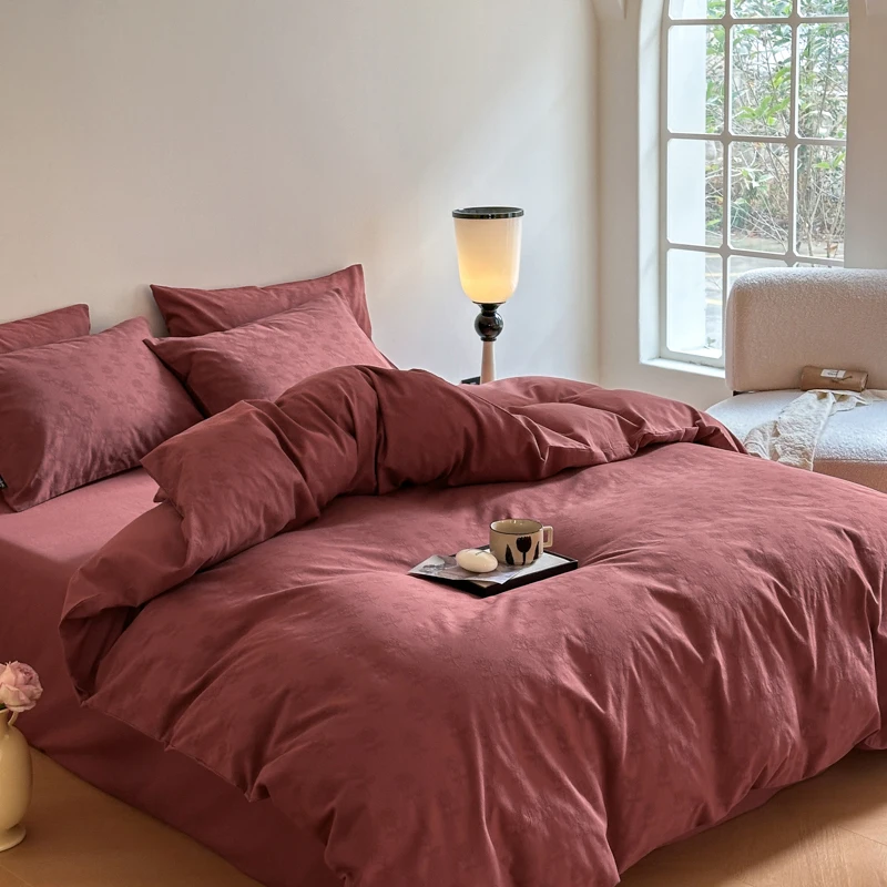 2024 New 60S Cotton Three-layer Yarn Three-Dimensional Jacquard Four-Piece Suit