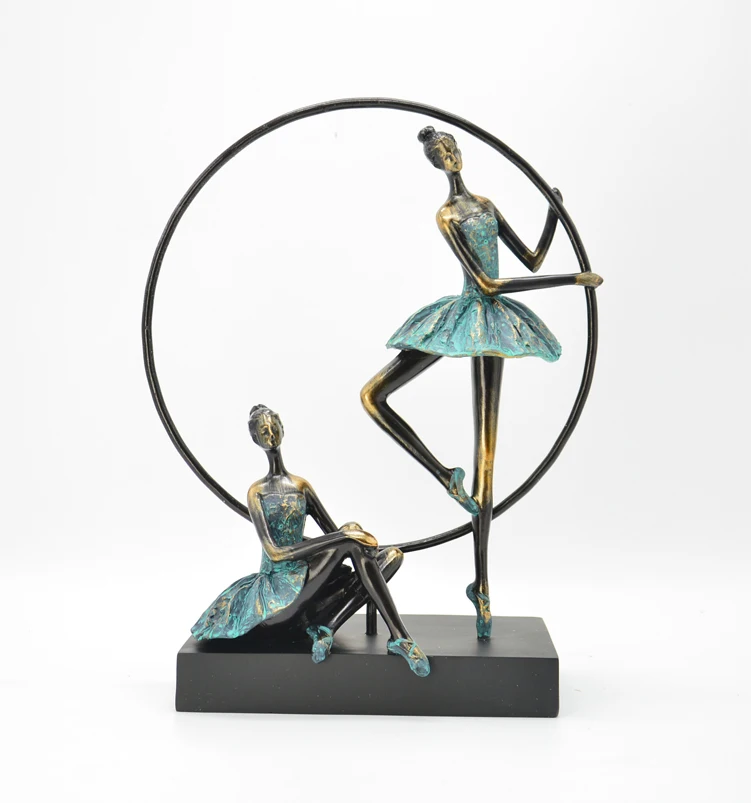 Factory Direct Loving theme Modern Decoration resin figurine  dancing ladies with frame sculpture resin statue for office decor