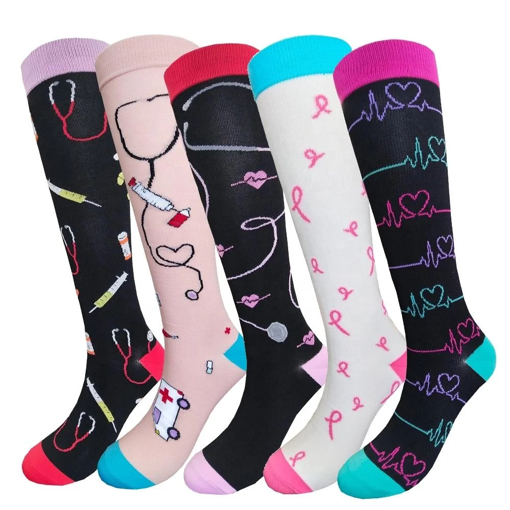 nurse sport conpressing nurse printed socks soft medical scrub socks colorful cute socks for nurses