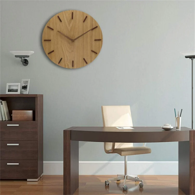 high quality brown round rustic country style silent wall clock for living room  bedroom office