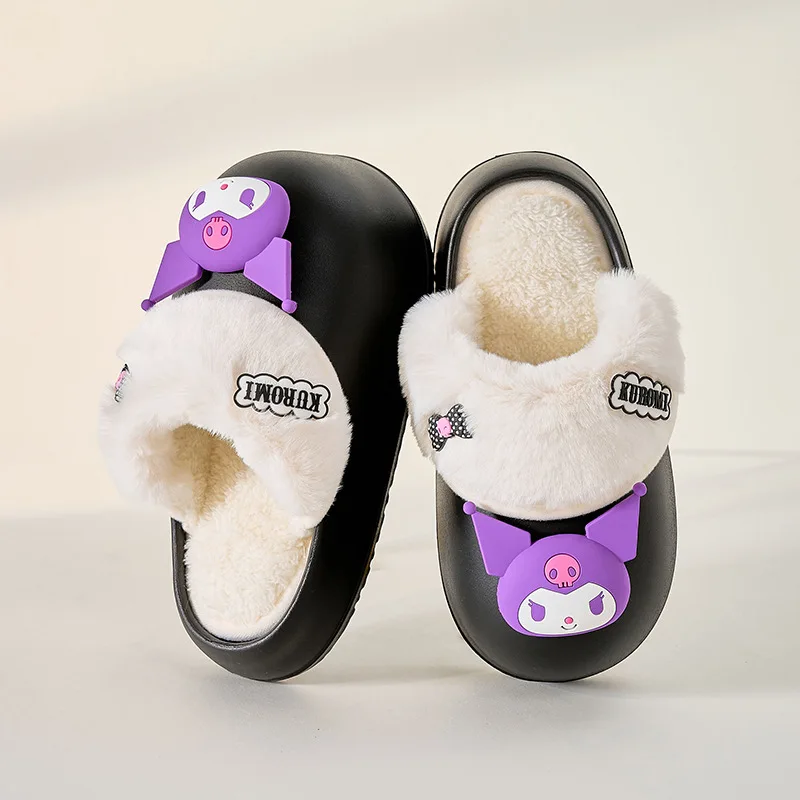 HL Custom Cartoon Anime Shoes Kuromi Home Slippers Cute Plush Hk Kitty Slippers For Women