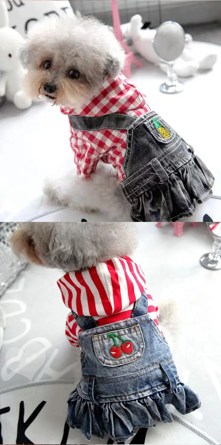 Luxury Clothes Casual Cowboy Rompers Pants Jeans Pet Dog Vests Dress