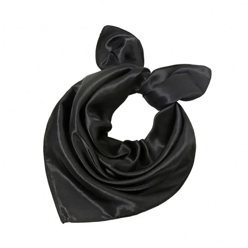 Hot Sale Women Solid Color Satin Square Scarf Bandanas For Stewardess Bank Hotel