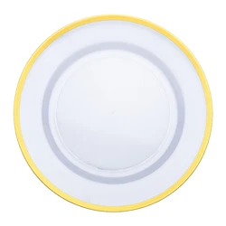 wholesale high quality modern rose gold  trim transparent beaded plastic charger plates decorative elegant wedding charger plate