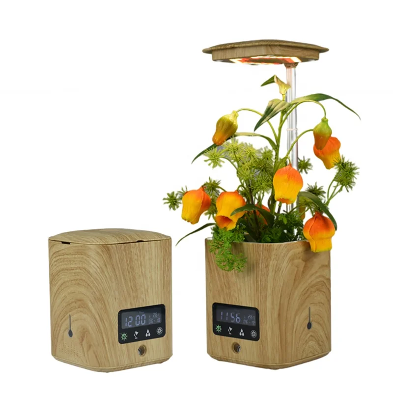 Mini indoor hydroponic kitchen garden smart flower pots & planters with LED grow light & wireless speaker & Alarm clock
