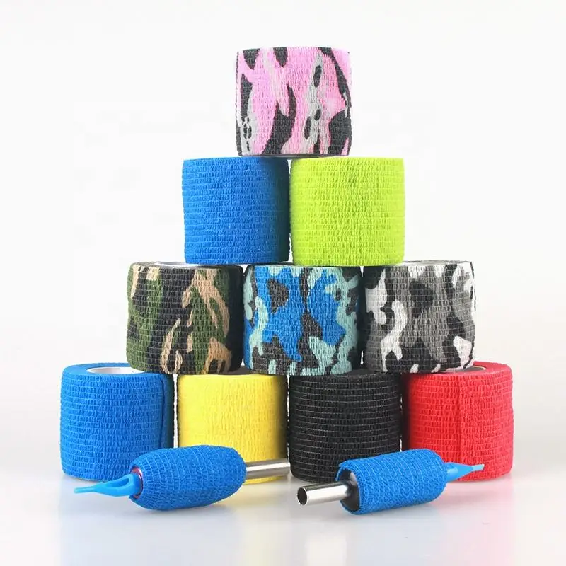 Custom Self-adhesive Elastic Aftercare Tattoo Machine Wrap Tattoo Bandage Wrap Cover Grip Tattoo Tape
