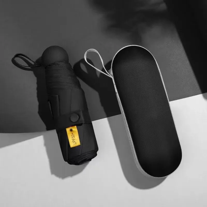 6 ribs Fiberglass commercial umbrella capsule uv umbrella 5 folding uv mini pocket custom printed umbrella