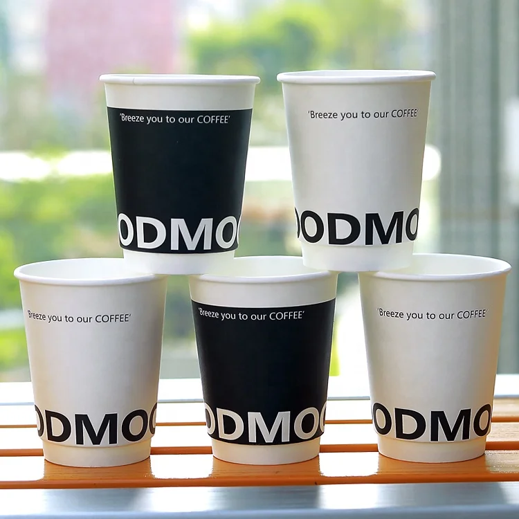 Disposable Logo Printed Ripple Wall Paper Coffee Cup Vasos De Papel Para Cafe