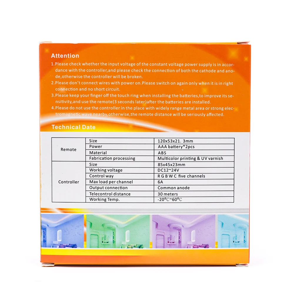 DC12-24V RF 2.4G RGBW RGB CCT LED Strip Controller Touch RF RGB CCT Remote Controller 5X6A/CH Brightness Adjustable