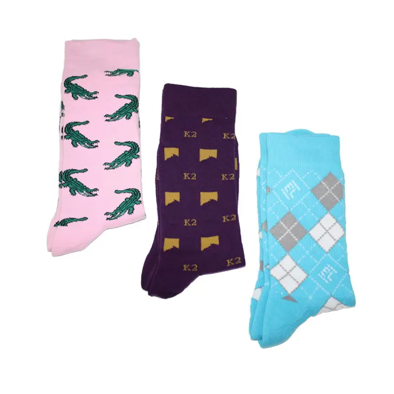 Stock cheaper price custom crew cotton happy socks men