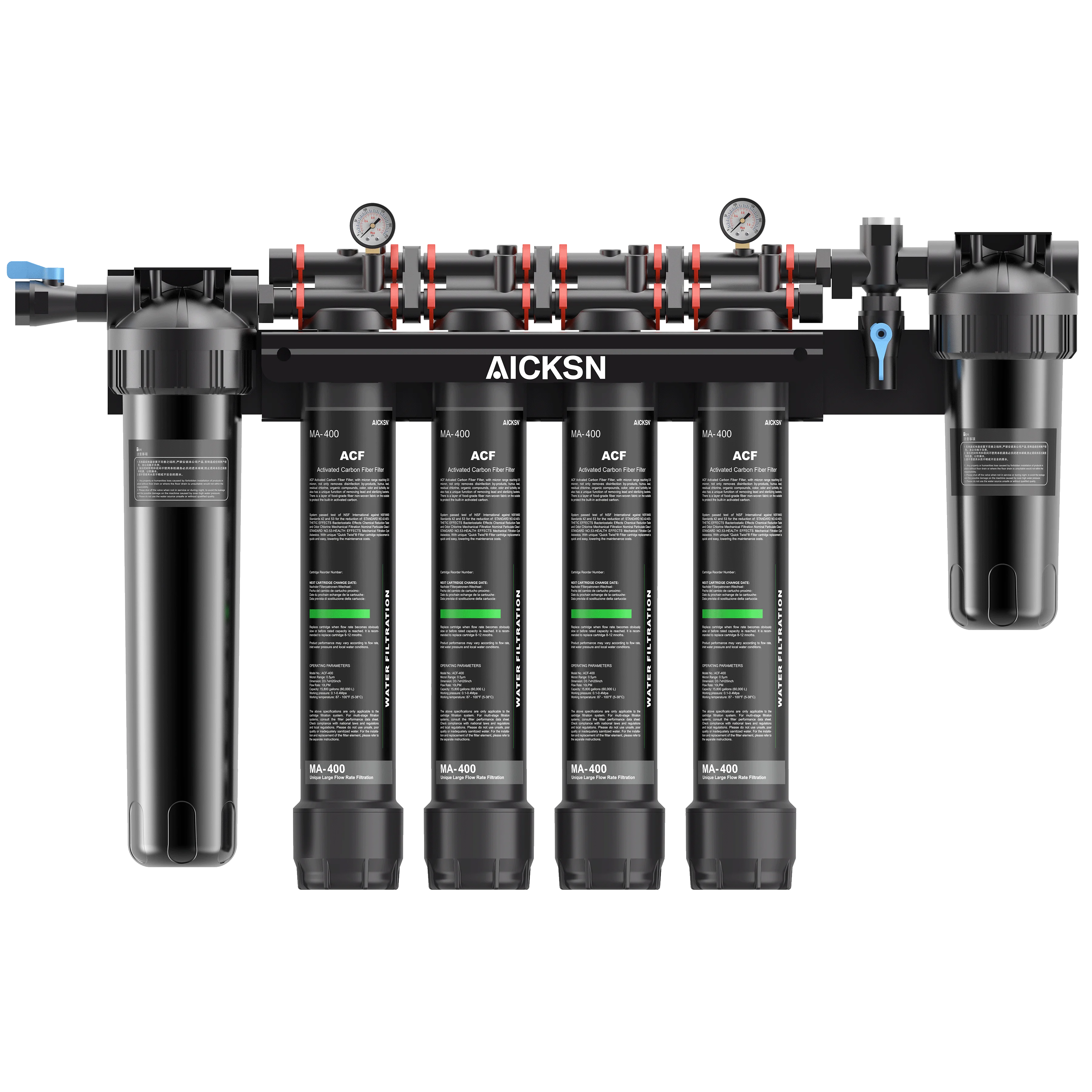 Aicksn 4 Stage Commercial C4-400 Water Filtration System Large Flow Golden Supplier Water Treatment Machinery Equipment