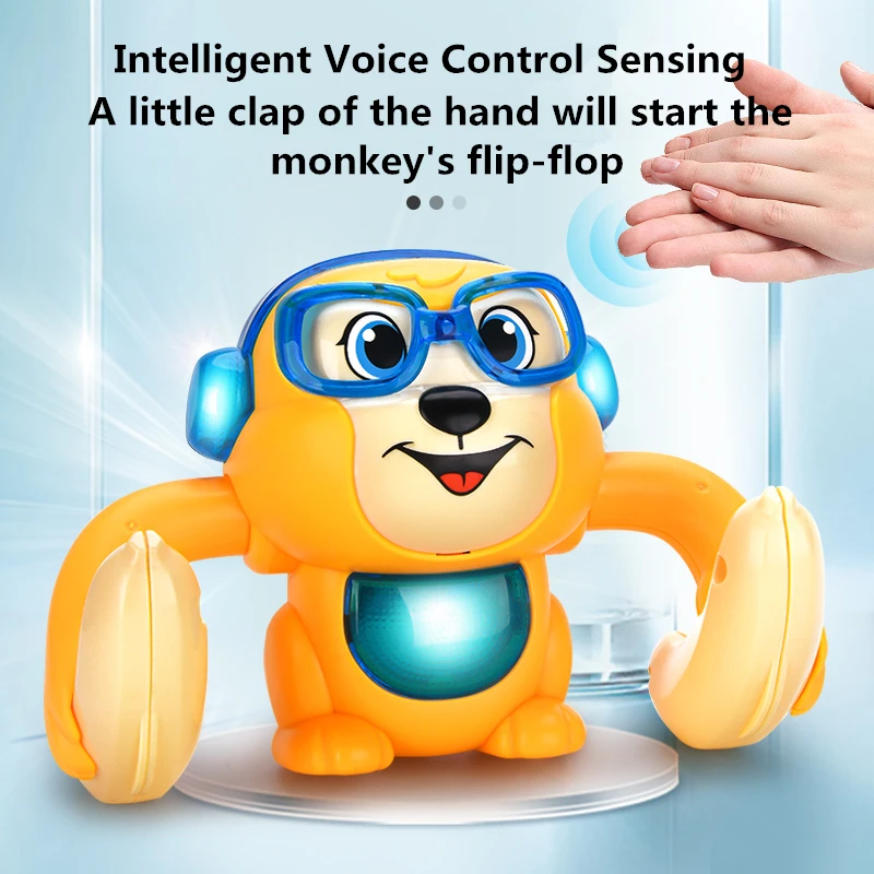 
Wholesale Cartoon small toys for kids wild animal toy sound activated rubber tumbling monkey 
