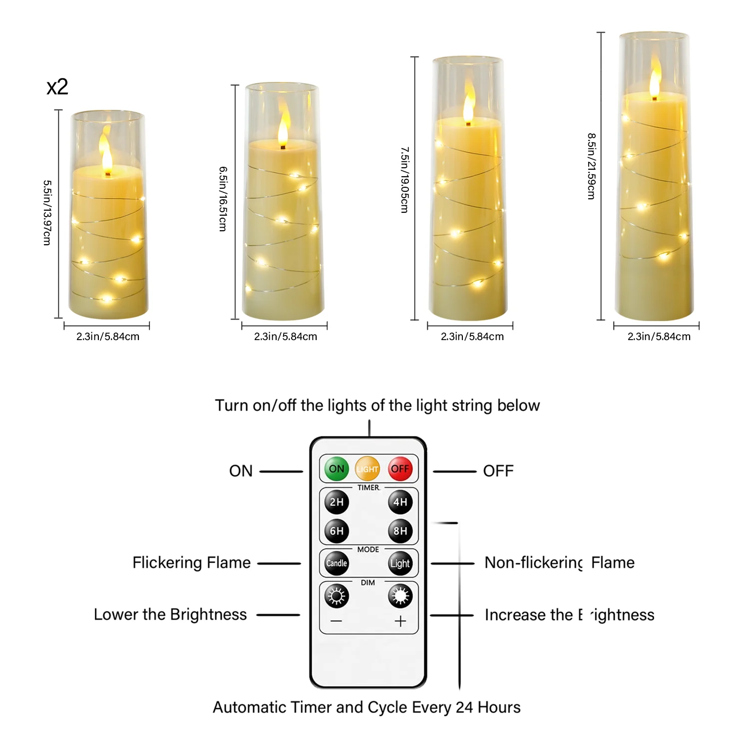 kakoya 2.3in LED Light String Candle Flameless Safe Romantic remote control timer Candles smokeless  LED candles