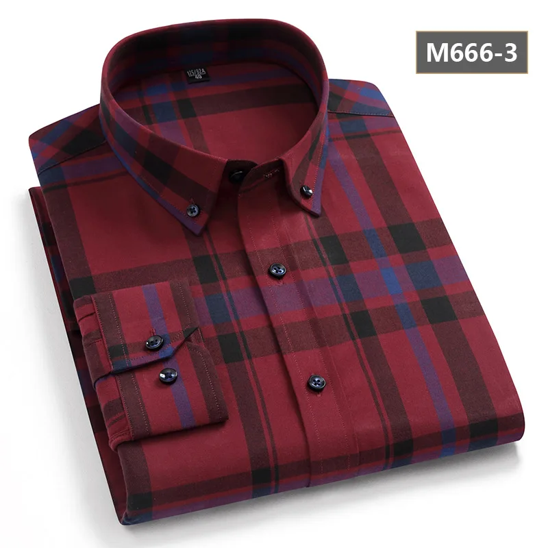 England Custom Logo Autumn High Quality 100% Cotton Long Sleeve Plaid Casual Button Down Shirt for Men