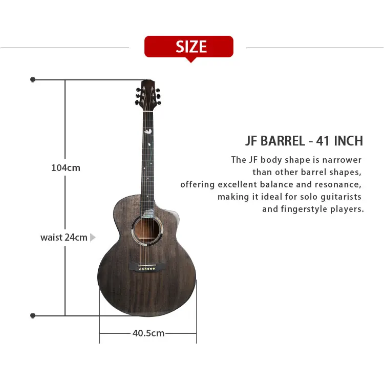 China Wholesale Maple Inlaid Rosette High Quality Acoustic Jumbo Guitar