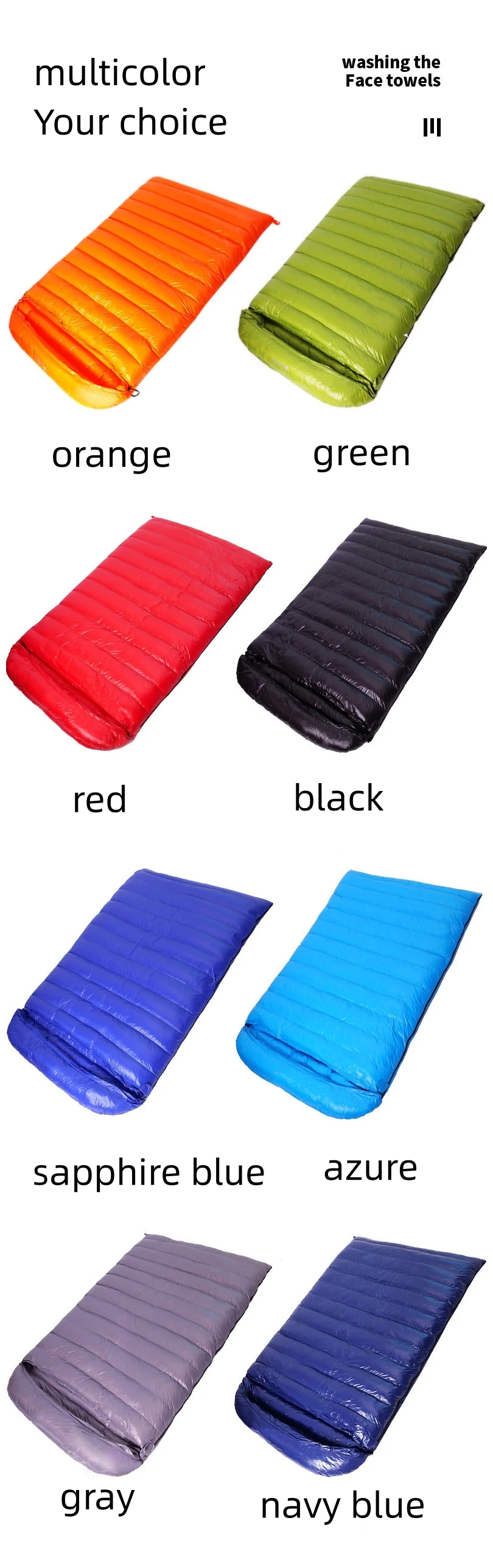 White Goose Down Filling Sleeping Bag For Camping, Comfortable 4 Season Down Fiber Sleeping Bag for Outdoor