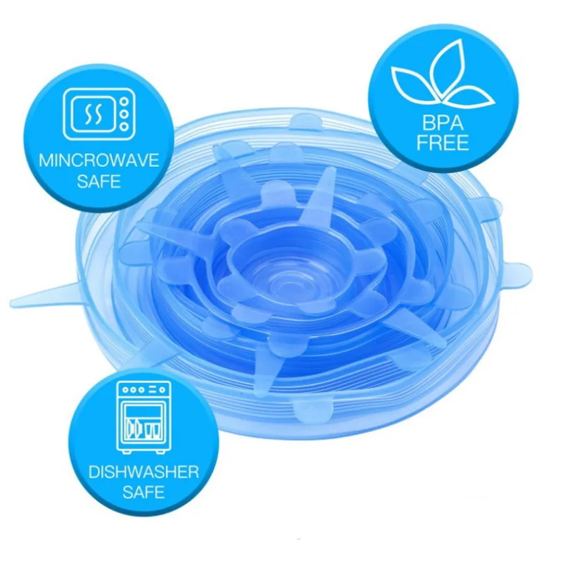 Wholesale Reusable 6 Pcs Adaptable Elastic Lid Food Grade Silicone Stretch Food Cover