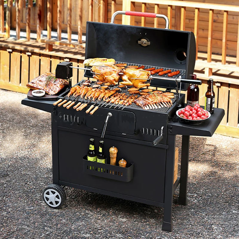 Smokeless Heavy Duty BBQ Grills high quality large charcoal grill Trolley Barbeque Smoker Rotisserie Barbecue BBQ Charcoal Grill