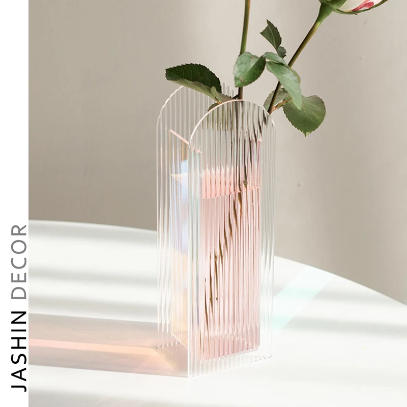 Desktop Mini Unbreakable Home Table Decoration Round Flower Transparent Acrylic Vase