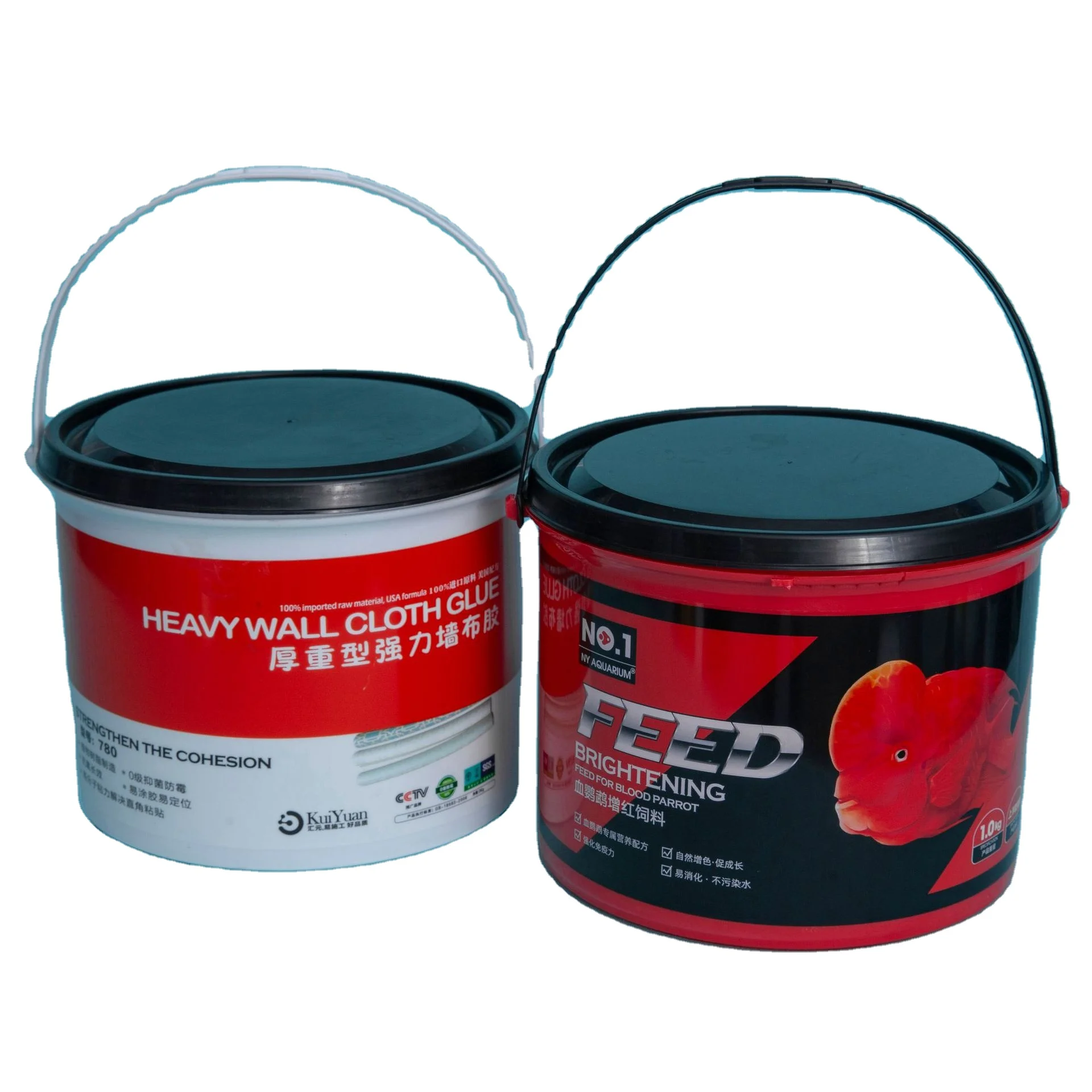 Round 1000ML Plastic Butter Spread Container With Handle IML label custom Bucket Sealed Biscuit Bucket customizer iml print