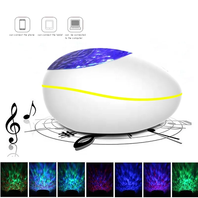 New Design Lucky Stone Shape USB LED Starry Night Light Ocean Wave Projector with  Remote Control