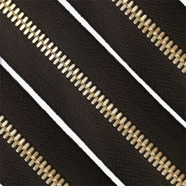 Wholesale Gold Fancy Open End Jacket brass Metal Zipper 5 Tape Rolls Zip For Bag Leather Jacket Coat