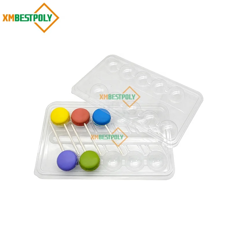 Wholesale 10 Cavity Cake Pop Plastic PET Blister Tray Lollipop Candy Clear Display Packaging Container Box