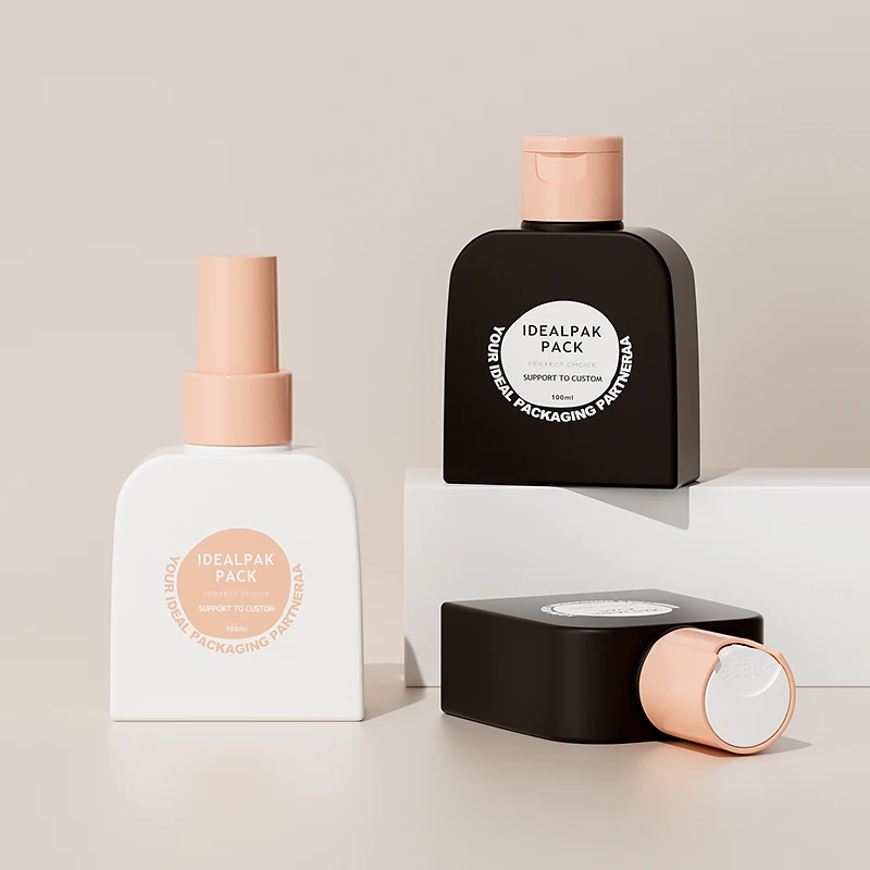 Luxury Skin Care Body Lotion Packaging Container 100ml Unique Shape PE Plastic Bottle