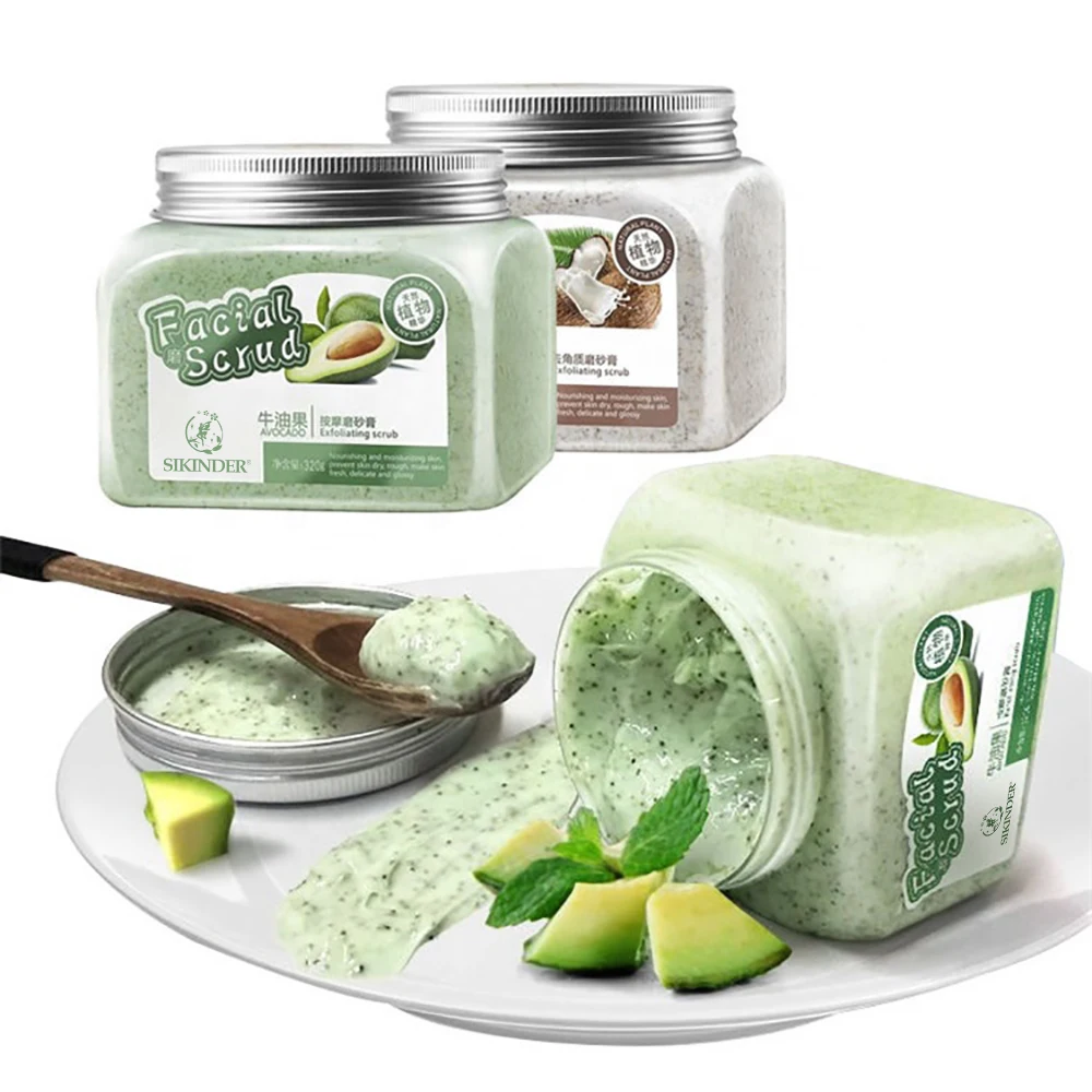 Wholesale Private Label High Quality Natural Whitening Organic Sugar Avocado Face Body Scrub