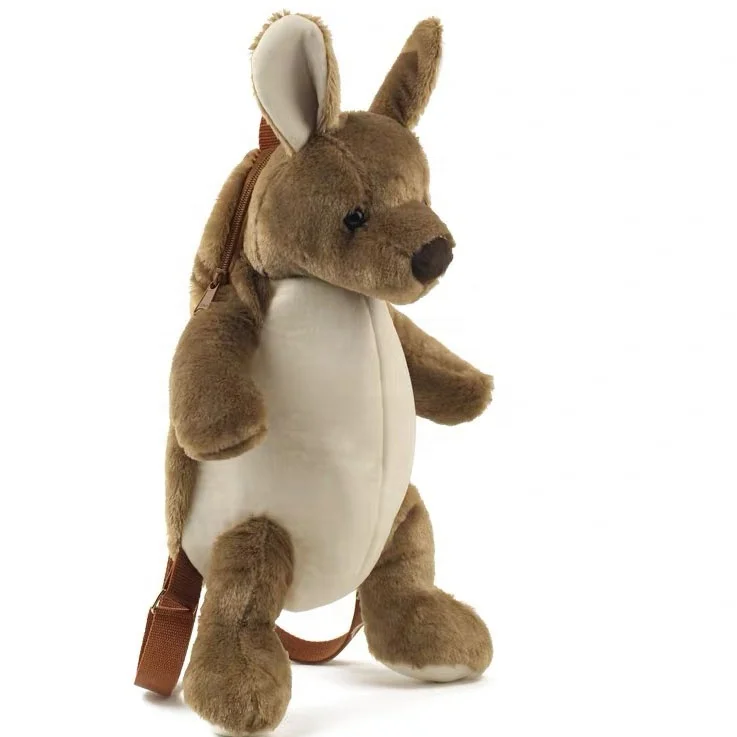 Free Sample Stuffed Animal Kids Kangaroo Plush Backpack Soft for Custom Made