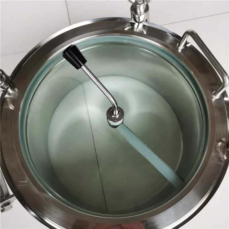 CNJS SS304 SS316L Sanitay 250mm Round Manhole Cover Manway Brush Full Sight Glass-Fabrication Sanitary Manhole