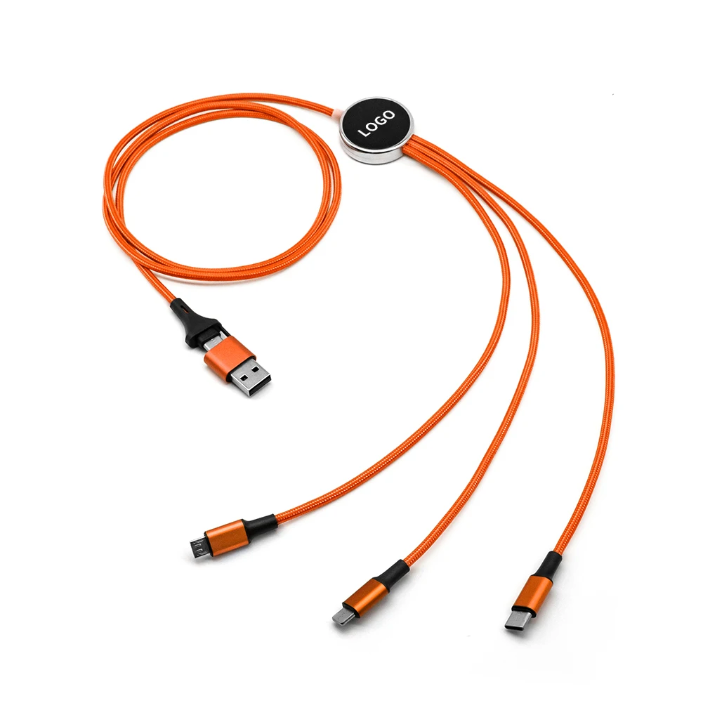 Cheap Promotional Gift Custom Laser Light up Logo 5-in-1 Type C Micro USB Charging Cables For All Smart Phone