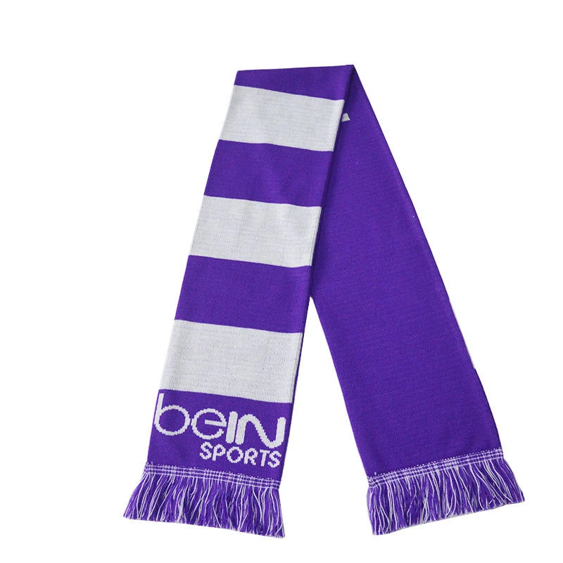Acrylic Fibers Embroidery Print Jacquard Knitted Soccer Fan Promotional Sports Custom Logo Football Scarf