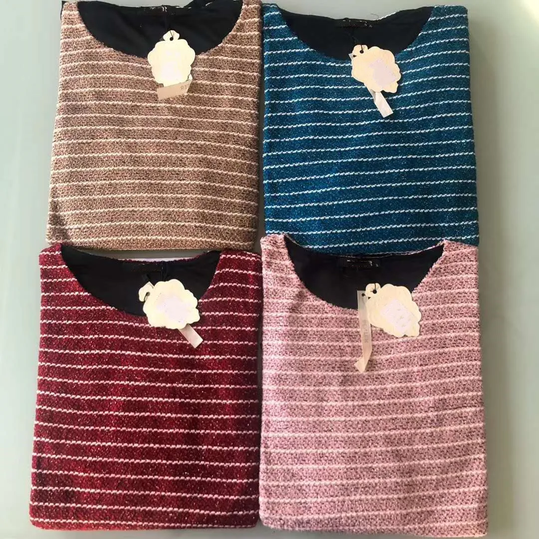 
Yiwu Cheap Vestido Mujer Oversized Jumper Pullovers Dress Woman Knitted Striped Long Sweaters Ladies Tops Stock Lot Garments 