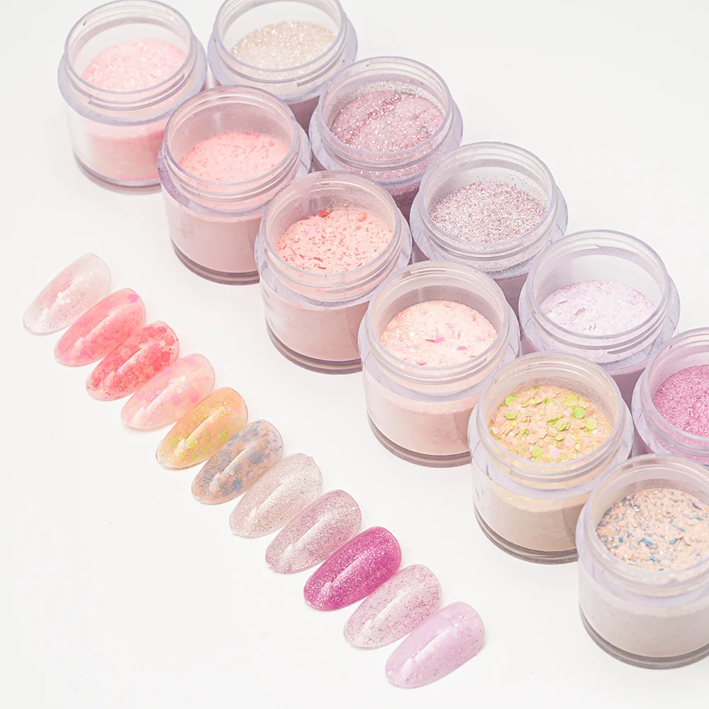 Wholesale High Quality  35 Magical Colors Mixed Glitter Acrylic  Powder Dipping Pro Pigment