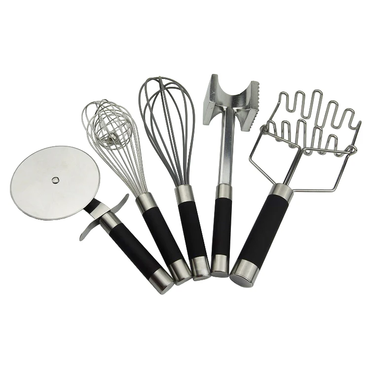 Premium 3pcs Set Stainless Steel Egg Whisk Egg Beater Balloon Whisk with Wire Whisk Ball inside and TPR handle
