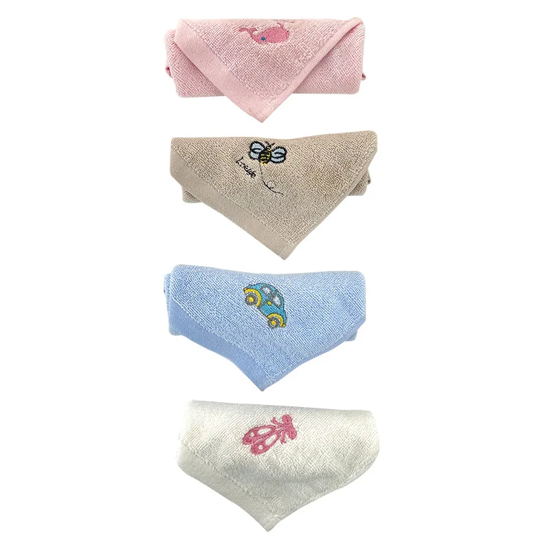 Soft Kids Logo Luxuriant Terry Washcloths Custom Embroidered logo Small 100% Cotton Hand Face Towel
