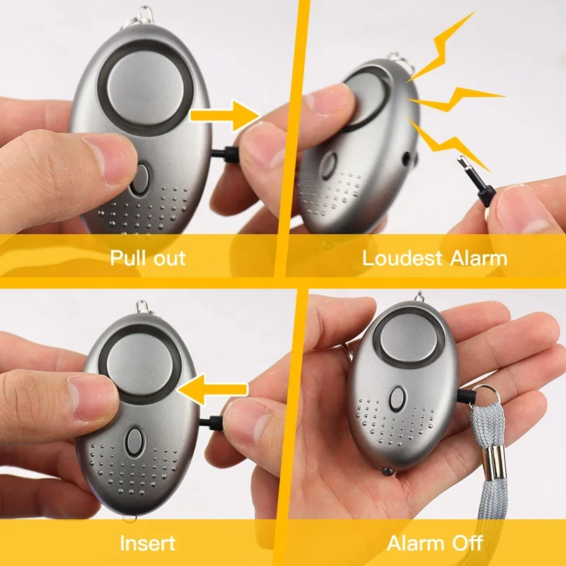 Factory Wholesale Price Multi Color Alarm Outdoor Security Self Defense Keychain 140dB with LED Light Alarm for Women