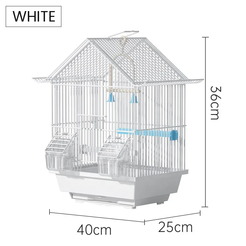 Sold By The Box MOQ 10PCS Cheap Small Bird Cage Wire Mesh Sloping Top Design Green White Blue Pink Canary Bird Parrot Cage