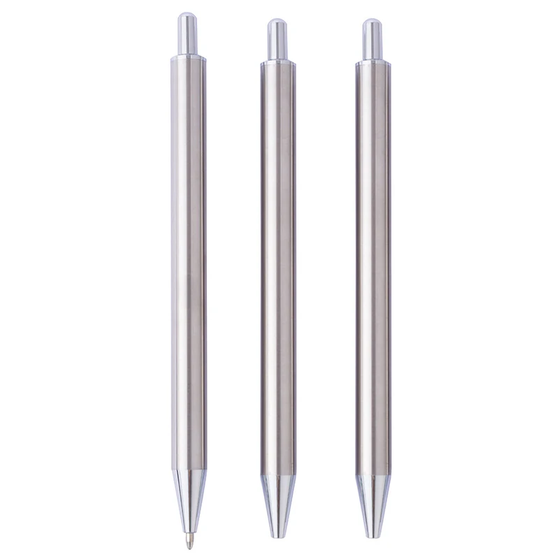 DIY Sliver Blank Assemble Sublimation Heat Transfer Gel Ink Click Metal Stainless Steel Ballpoint Pen
