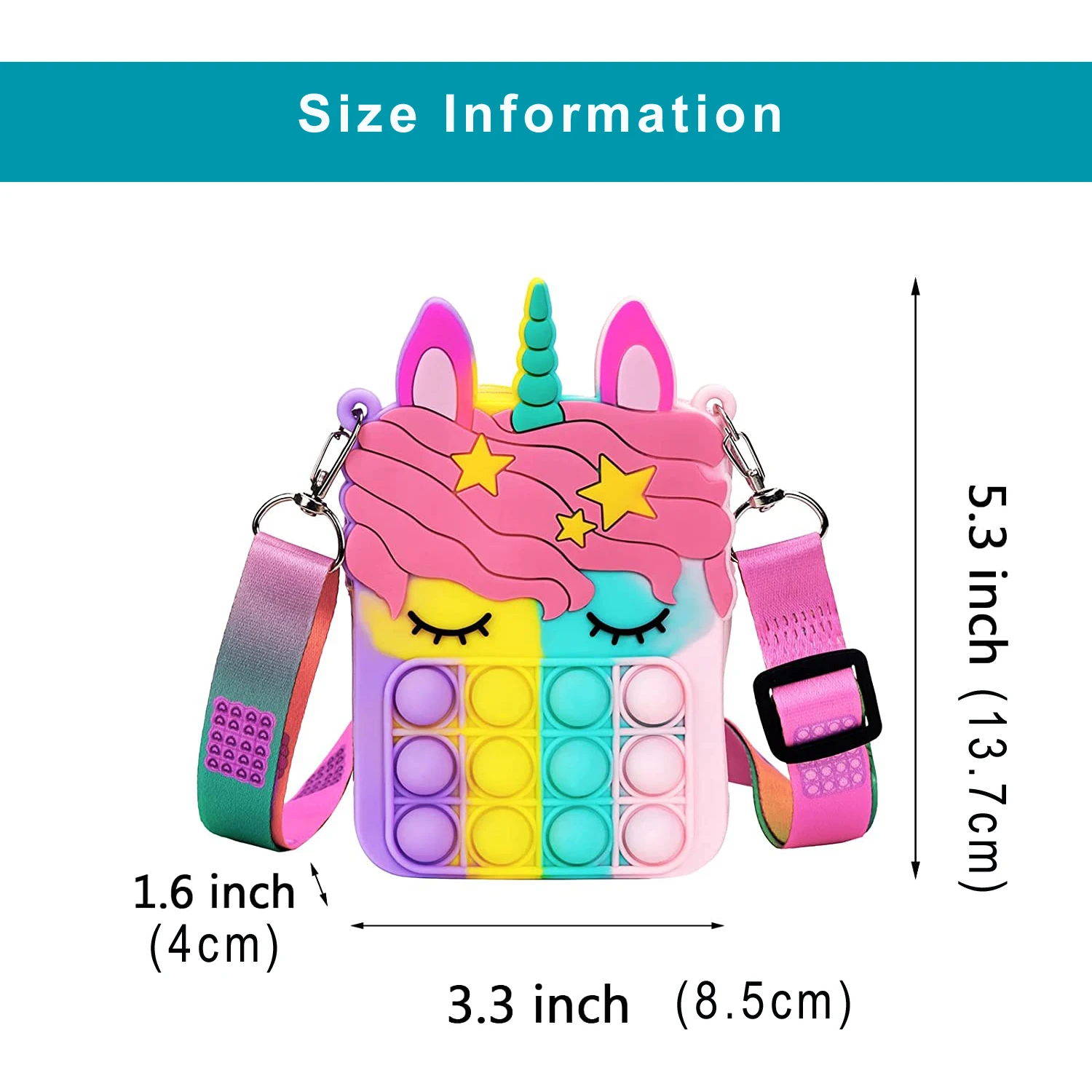 COSZING Pop Shoulder Bag for Girls and Women Big Pop Purse Bags Lovely Sensory Silicone Cartoon Bag Toy for Students Kids